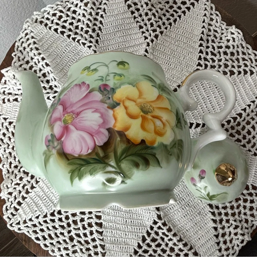 Rare Vintage Lefton Floral Musical Teapot - Picture 11 of 12
